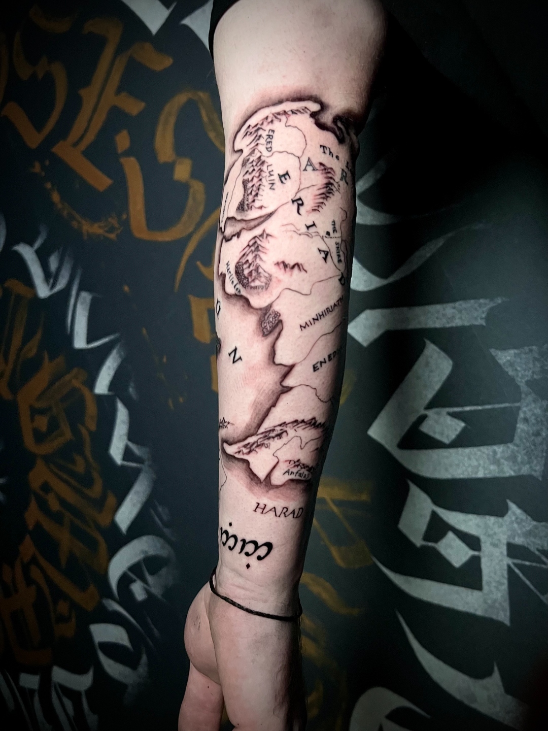 Mittelerde Karte Tattoo Sleeve