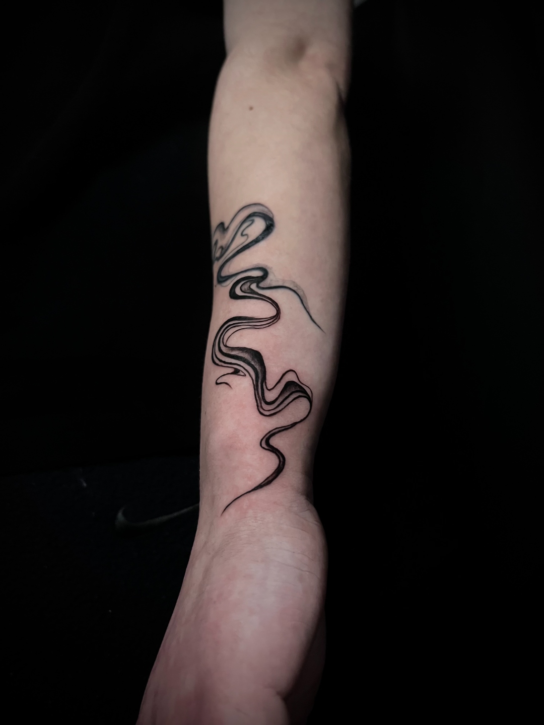 Abstract Smoke Fine Line Tattoo